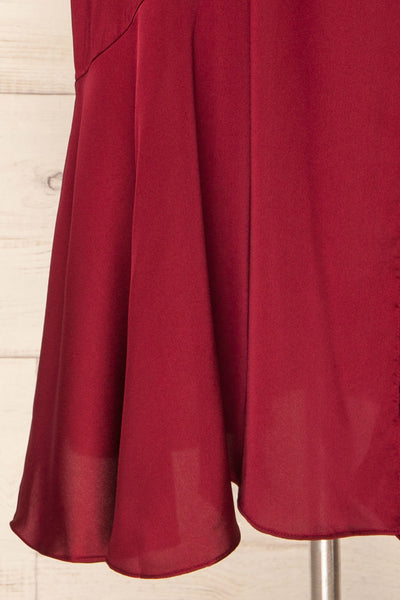 Athy Burgundy V-Neck Midi Satin Dress | La petite garçonne bottom