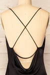 Atlanta Short Black Cowl Neck Slip Dress w/ Lace | La petite garçonne back close-up