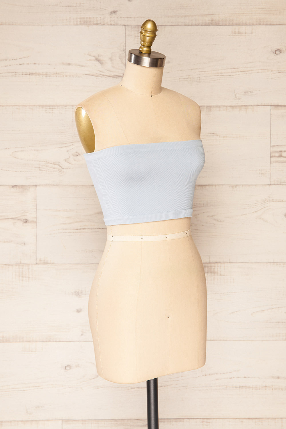 Ator Blue Textured Bandeau Top | La petite garçonne side view 