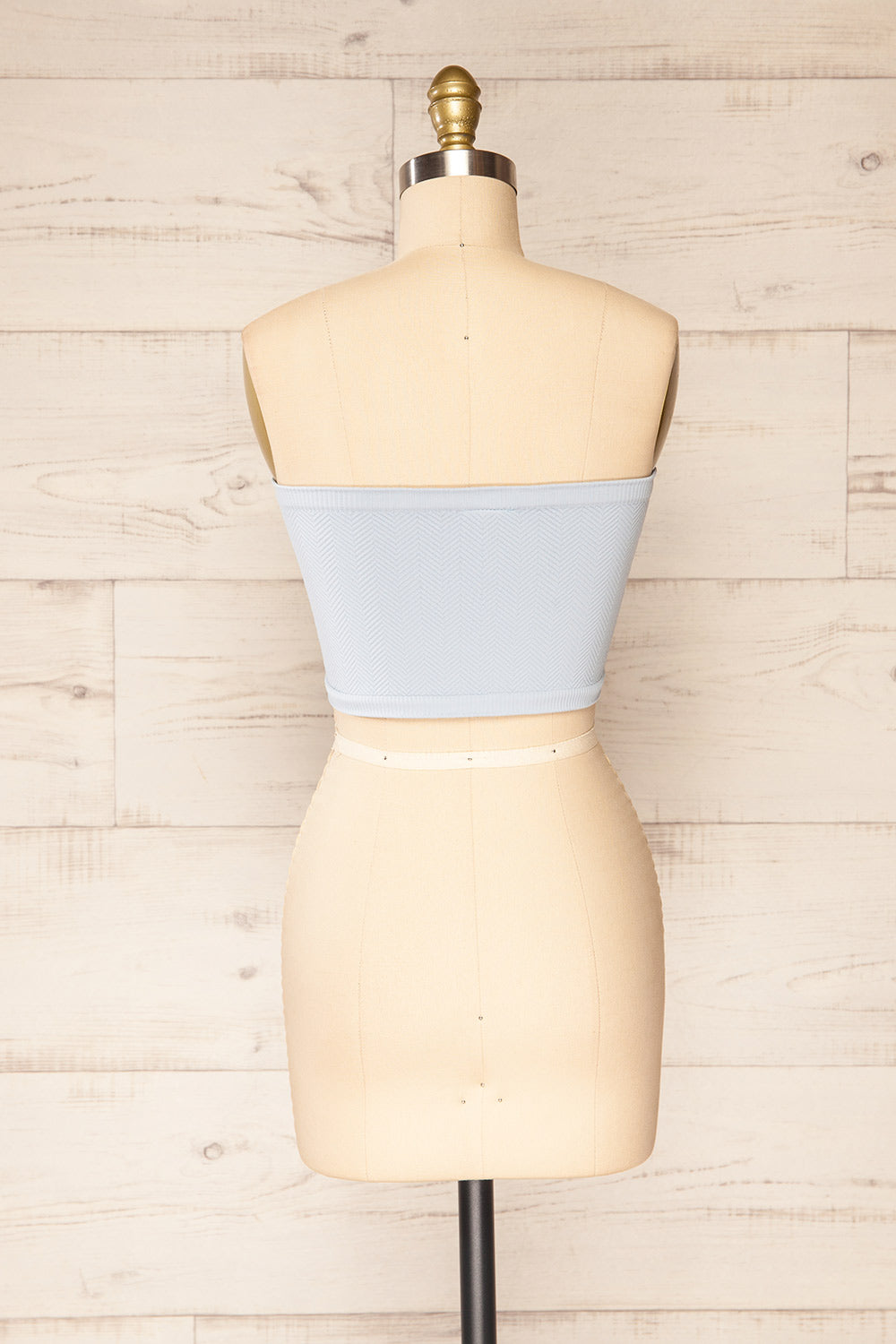 Ator Blue Textured Bandeau Top | La petite garçonne back view 