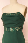 Aubrey Emerald Strapless Maxi Mermaid Dress | Boutique 1861  side close-up