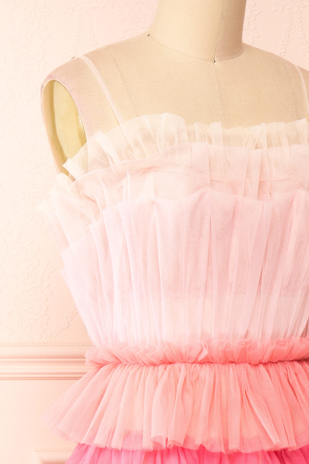 Audee Pink Layered Tulle Midi Dress | Boutique 1861