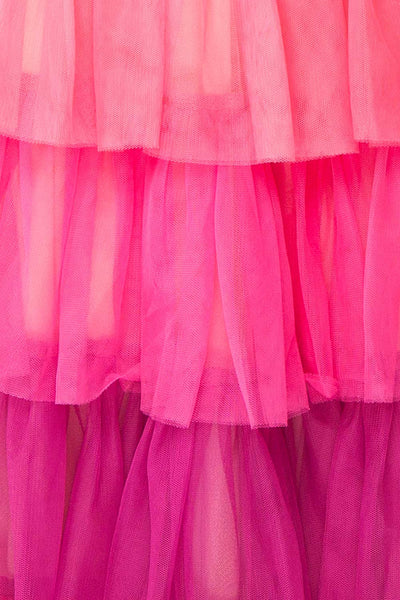Audee Pink Layered Tulle Midi Dress | Boutique 1861 fabric