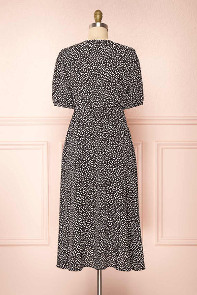 Audesse Black Patterned Midi Dress | Boutique 1861 back view
