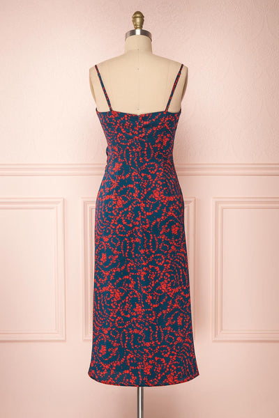 Audrey Jeanne Floral Satin Slip Dress | Robe | Boutique 1861 back view