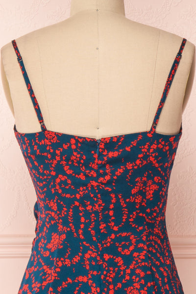 Audrey Jeanne Floral Satin Slip Dress | Robe | Boutique 1861 back close-up