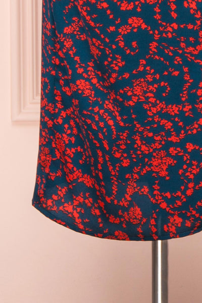 Audrey Jeanne Floral Satin Slip Dress | Robe | Boutique 1861 bottom close-up