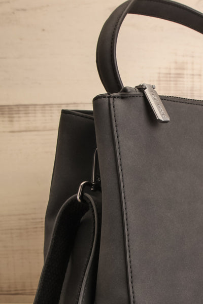 Audrina Black Faux-Leather Pixie Mood Handbag side close-up | La Petite Garçonne