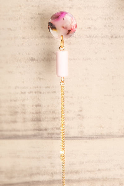 Aune Morie Pink Marbled Chain Pendant Earrings close-up | La Petite Garçonne