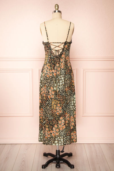 Auriga Floral Midi Dress w/ Thin Straps | Boutique 1861  back view