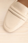 Auris Ivory Faux Leather Loafers | La petite garçonne flat close-up