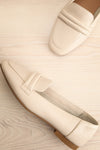 Auris Ivory Faux Leather Loafers | La petite garçonne flat view