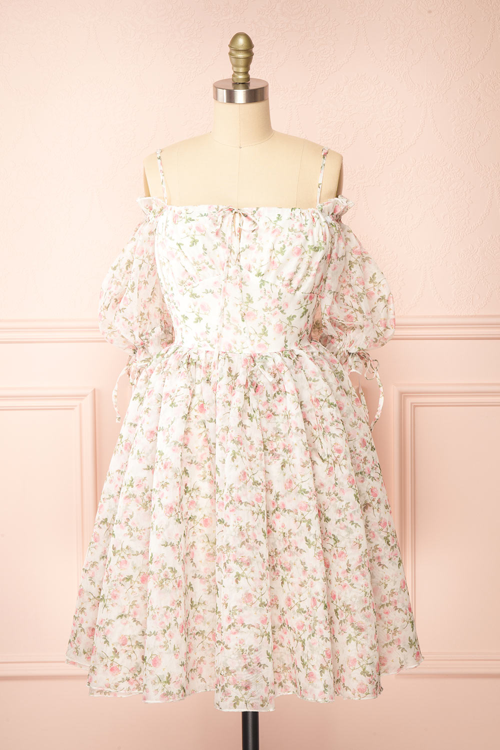Auroraa Off-Shoulder Short Floral Dress | Boutique 1861 front view