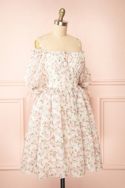 Auroraa Off-Shoulder Short Floral Dress | Boutique 1861 side view