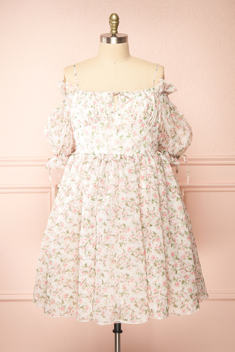 Auroraa Off-Shoulder Short Floral Dress | Boutique 1861 front plus size 