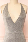 Aurore Sparkling Halter Dress w/ Slit | Boutique 1861 front close-up