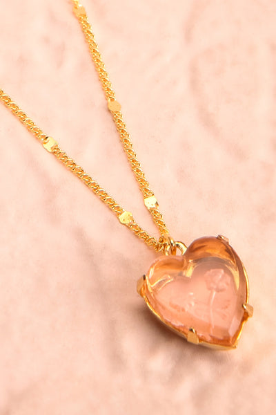 Autumn Aris Gold & Pink Pendant Necklace | Boutique 1861 flat close-up
