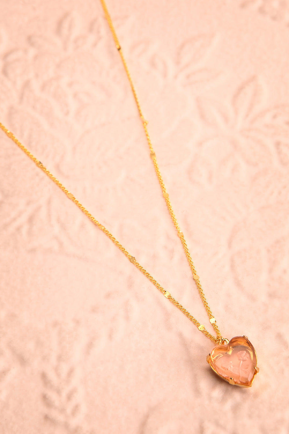Autumn Aris Gold & Pink Pendant Necklace | Boutique 1861 flat view