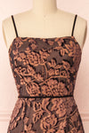 Avanti Black & Beige Floral Lace Dress | Boutique 1861 front close-up