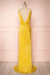 Avezzano Yellow Metallic A-Line Gown with High Slits | BACK VIEW | Boutique 1861