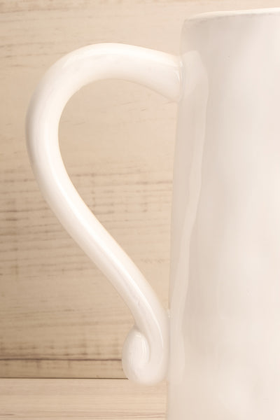 Avigliano White Ceramic Pitcher handle close-up | La Petite Garçonne Chpt. 2