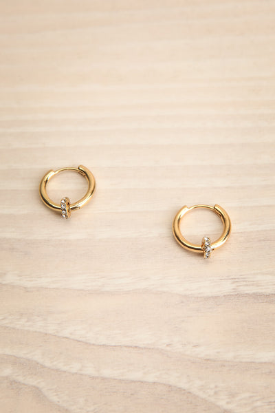 Avocatier Gold Hoop Earrings w/ Crystals | La petite garçonne