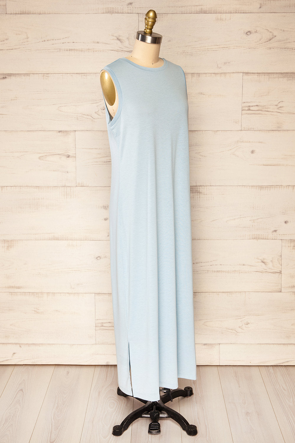 Avrig Blue Sleveless Maxi Dress w/ Round Collar | La petite garçonne side view 