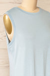 Avrig Blue Sleveless Maxi Dress w/ Round Collar | La petite garçonne side close-up