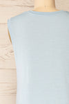 Avrig Blue Sleveless Maxi Dress w/ Round Collar | La petite garçonne back close-up