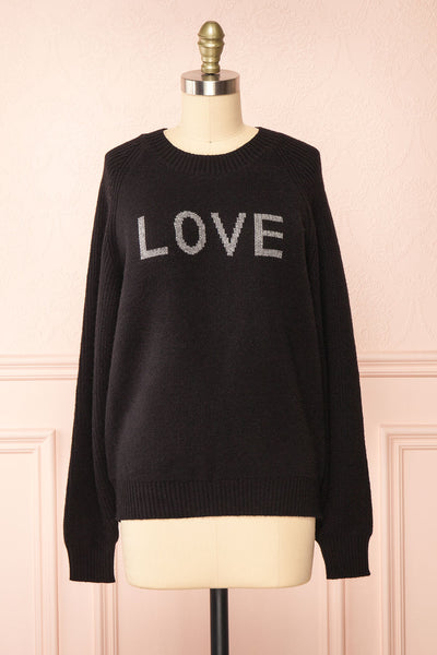 Azalea Black Knit Sweater | Boutique 1861 front view