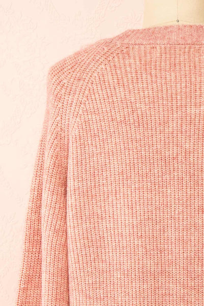 Azalea Pink Knit Sweater | Boutique 1861 back close-up