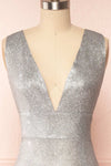 Azalee Sparkling V-Neck Dress w/ Slit | Boutique 1861 front close up