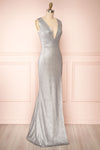 Azalee Sparkling V-Neck Dress w/ Slit | Boutique 1861 side view