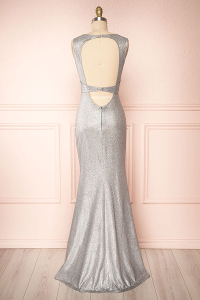 Azalee Sparkling V-Neck Dress w/ Slit | Boutique 1861 back view