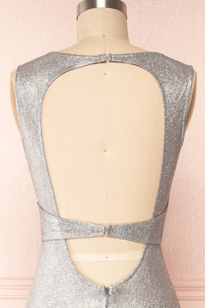 Azalee Sparkling V-Neck Dress w/ Slit | Boutique 1861 back close up