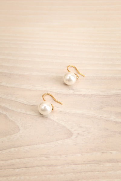 Azerro Gold Pearl Pendant Earrings | La Petite Garçonne