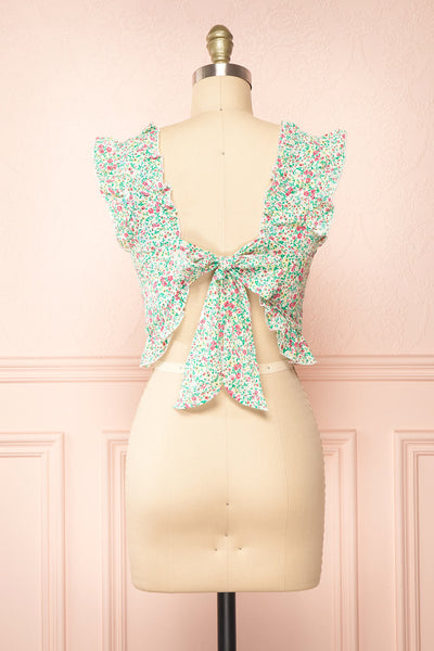 Azra Cropped Floral Top w/ Tie Back | Boutique 1861 back view