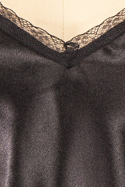 Azula Black Satin Cami Top w/ Lace Trim | Boutique 1861 fabric