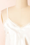 Azula Ivory Satin Cami Top w/ Lace Trim | Boutique 1861 front close-up