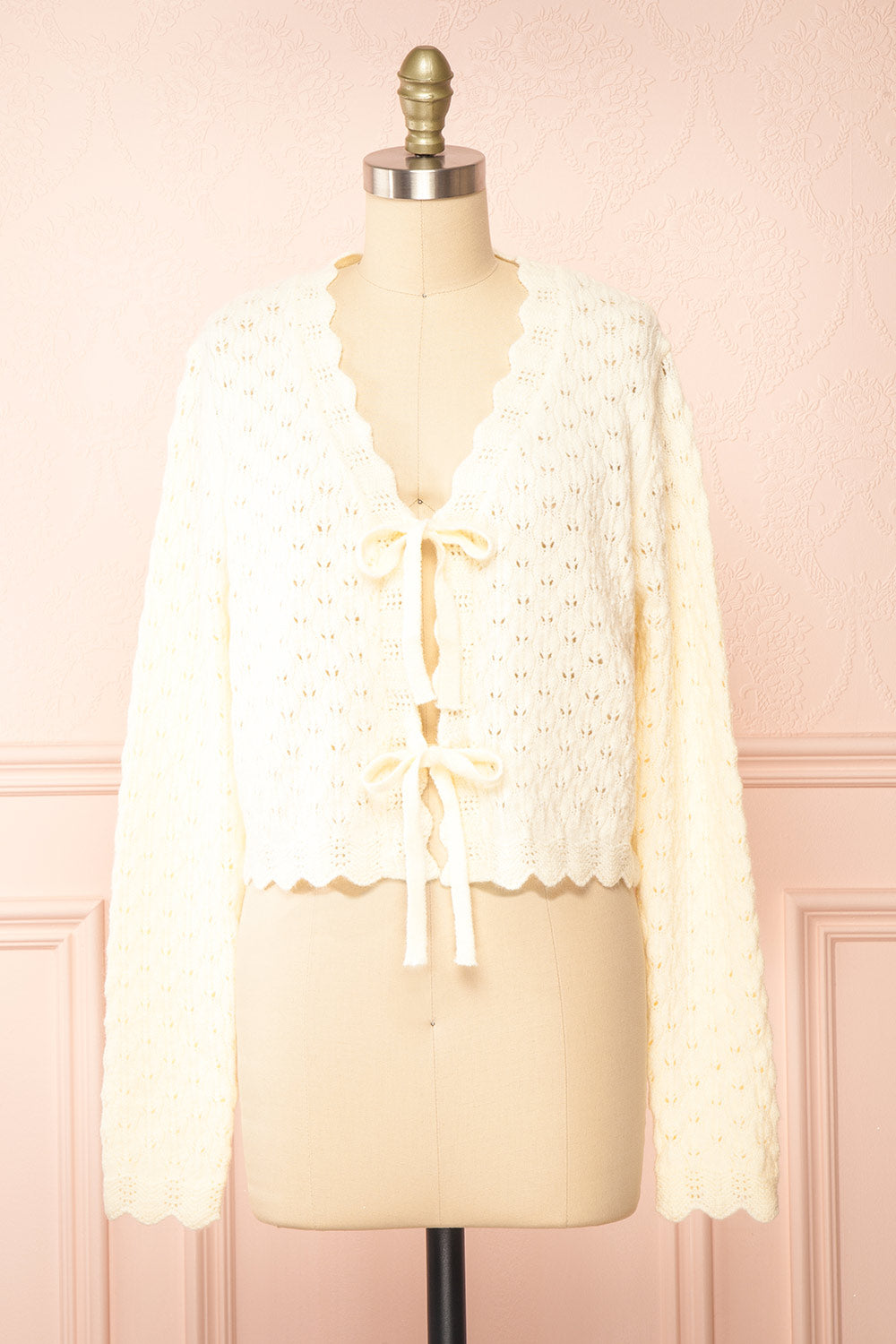 Azza Knit Cardigan w/ Bow Closure | Boutique 1861 front view