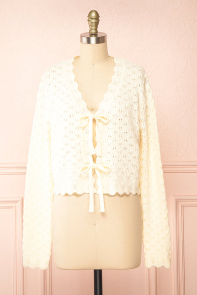 Azza Knit Cardigan w/ Bow Closure | Boutique 1861 front view