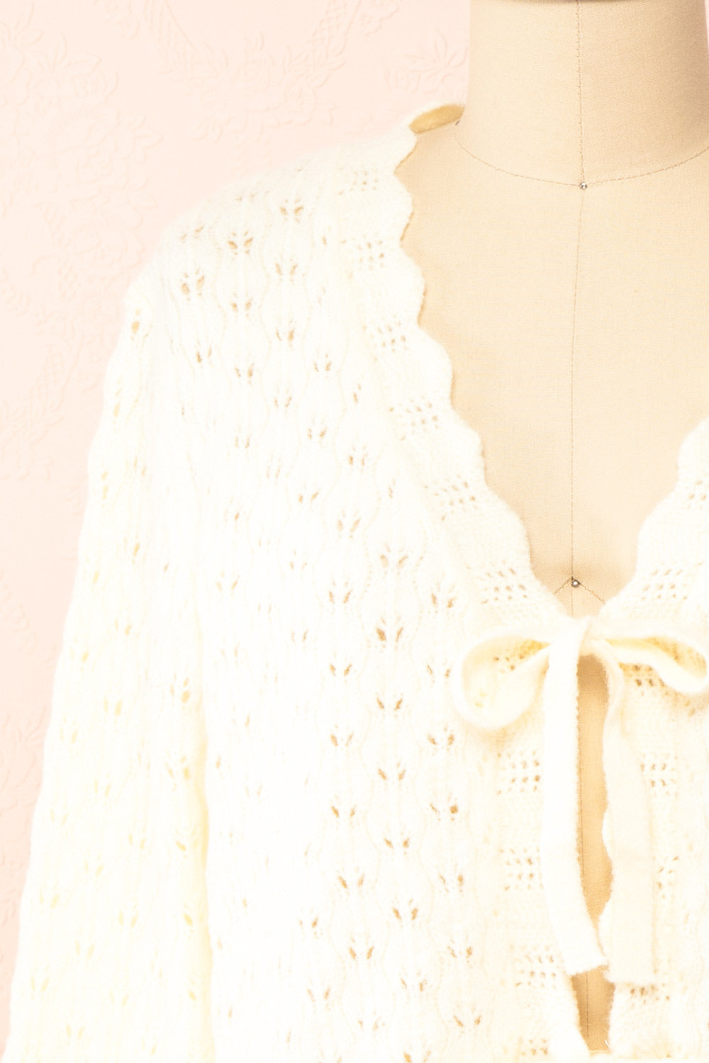 Azza Knit Cardigan w/ Bow Closure | Boutique 1861 front close-up