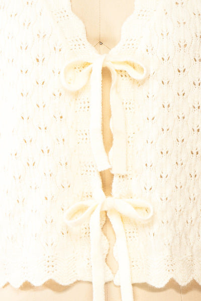 Azza Knit Cardigan w/ Bow Closure | Boutique 1861 fabric