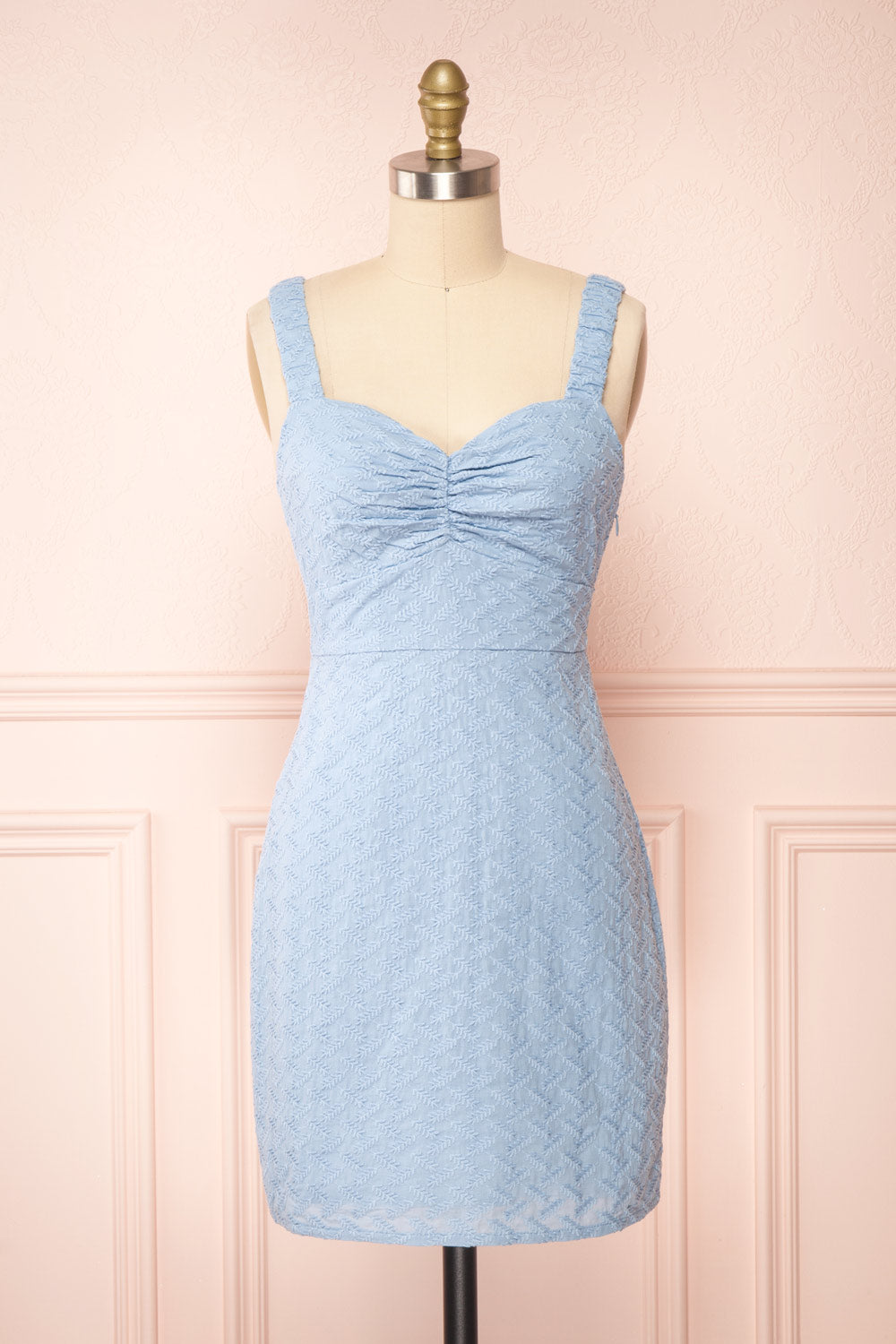 Baab Blue Embroidered Short Dress | Boutique 1861 front view