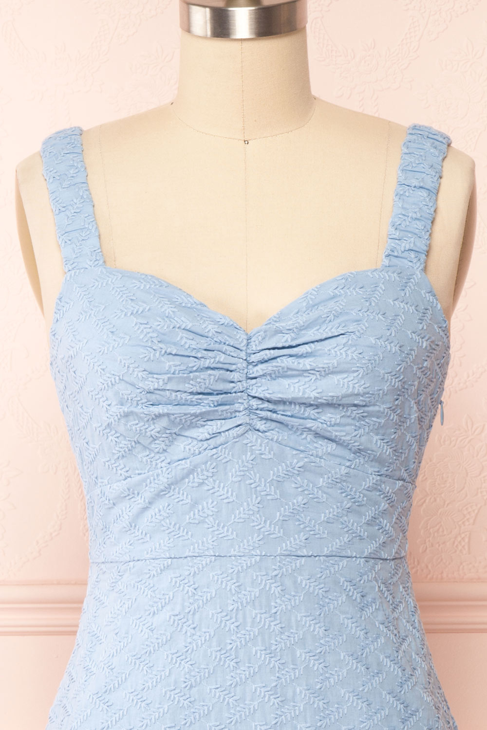 Baab Blue Embroidered Short Dress | Boutique 1861 frotn close up