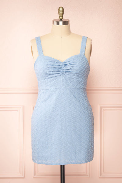 Baab Blue Embroidered Short Dress | Boutique 1861 front view