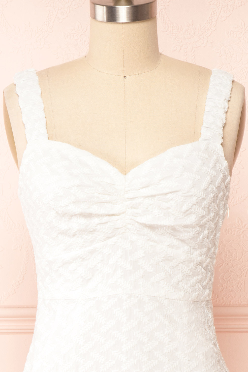 Baab White Embroidered Short Dress | Boutique 1861 front close up