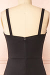 Babette Black Mermaid Maxi Dress w/ Pleated Neckline | Boutique 1861 back close-up
