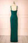 Babette Green Mermaid Maxi Dress w/ Pleated Neckline | Boutique 1861 back view