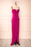 Babette Pink Mermaid Maxi Dress w/ Pleated Neckline | Boutique 1861 side view